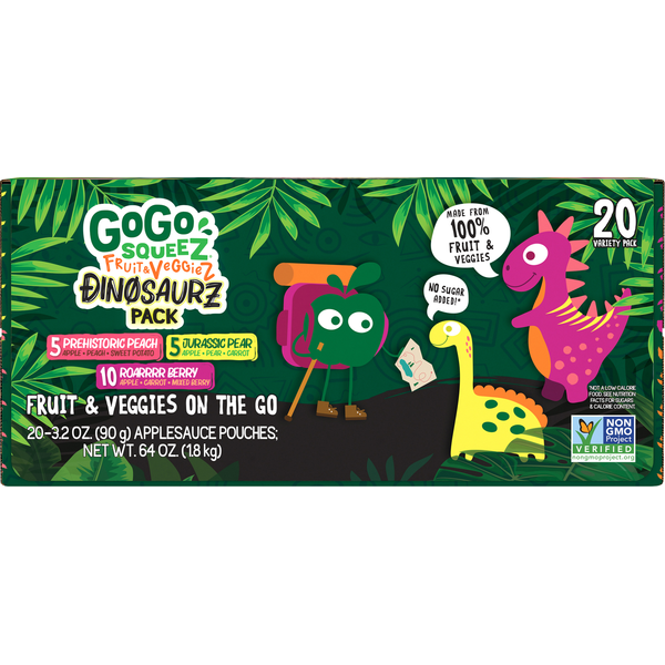 Canned Fruit & Applesauce GoGo Fruit & Veggies On the Go, Dinosaurz Pack, Variety Pack, 20 Pack hero