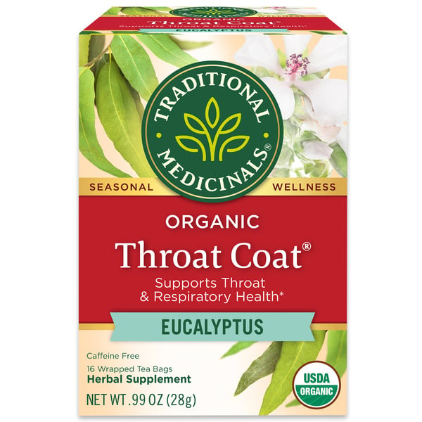 Tea Traditional Medicinals Organic Throat Coat Eucalyptus, Caffeine Free Herbal Tea hero