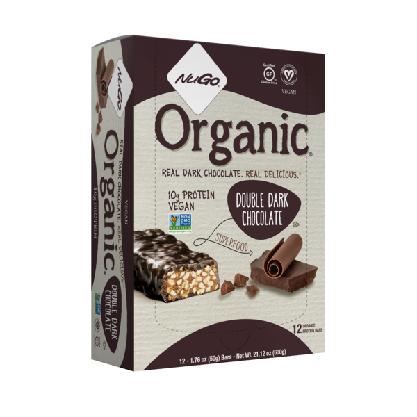 Energy & Granola Bars NuGo Organic Double Dark Chocolate, Vegan, Gluten Free, Protein Bar hero