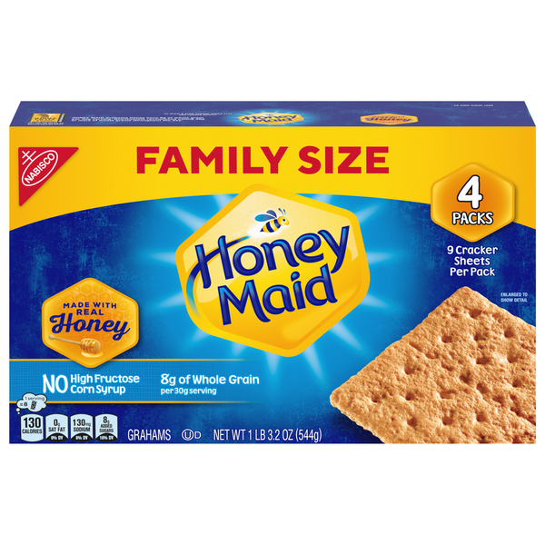 Crackers Honey Maid Grahams, Honey, 4 Packs, Family Size hero