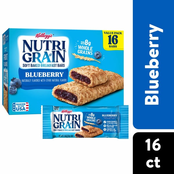 Breakfast Bars & Pastries Kellogg’s Nutri-Grain Soft Baked Breakfast Bars, Kids Snacks, Whole Grain, Blueberry hero