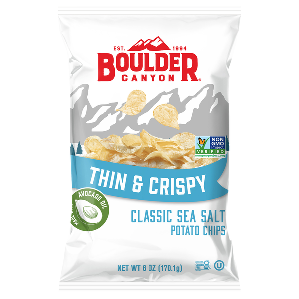 Boulder Canyon Potato Chips, Classic Sea Salt, Thin & Crispy hero