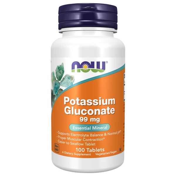 Vitamins & Supplements NOW Potassium Gluconate 99 mg Vegetarian hero