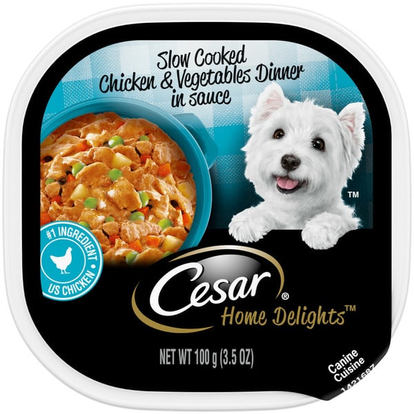 Water, Seltzer, Sparkling Water Cesar Home Delights Soft Wet Dog Food Chicken & Vegetables hero