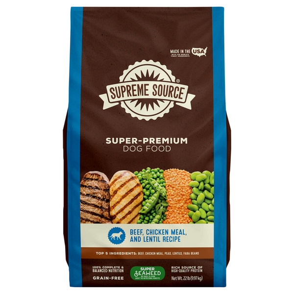 Dog Food Supreme Source Dog Food, Grain-Free, Super-Premium, Beef, Chicken Meal, and Lentil Recipe hero