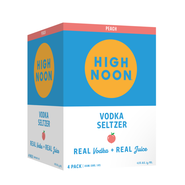 Hard Seltzer High Noon Peach Vodka Hard Seltzer 355ml Can 4pk hero