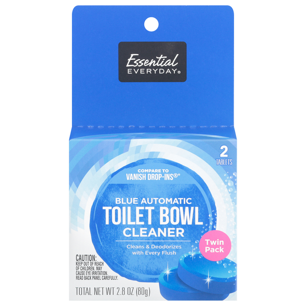 Cleaning Products Essential Everyday Cleaner, Toilet Bowl, Blue Automatic, Twin Pack hero