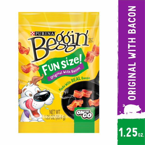 Purina Beggin' Real Meat Dog Treats, Fun Size Original With Bacon hero