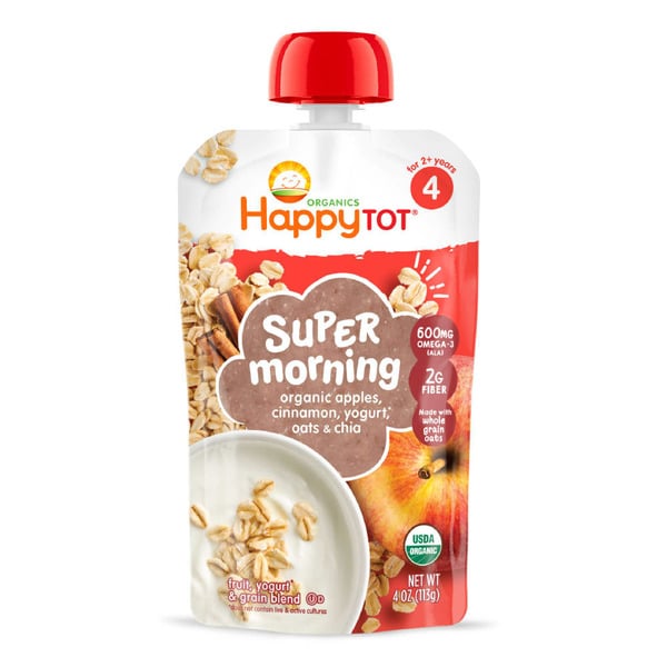 Baby Food & Formula Happy Tot Organics Stage 4 Organic Apples, Cinnamon, Yogurt & Oats + Super Chia Pouch hero