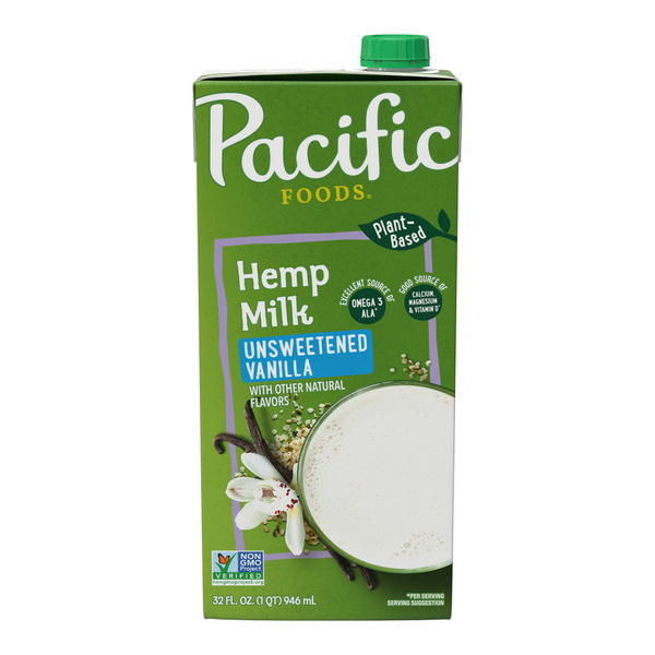 Dairy Alternatives Pacific Foods Unsweetened Vanilla Hemp Milk hero