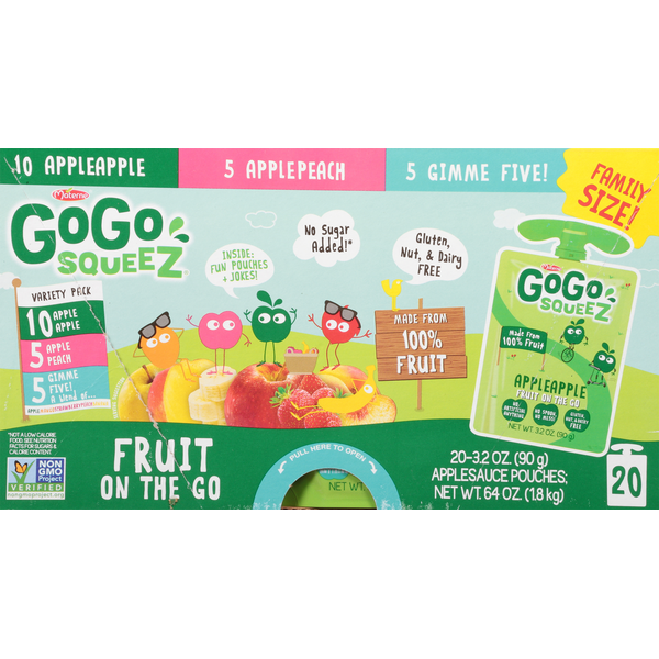 Canned Fruit & Applesauce GoGo Squeez Applesauce, Variety Apple Peach GIMME hero