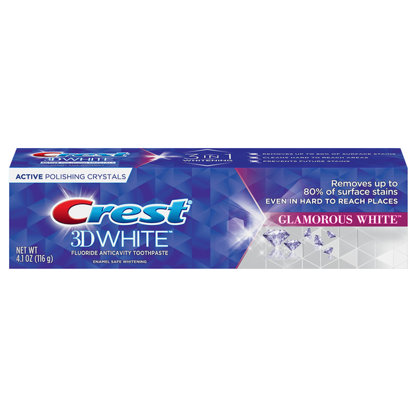 Oral Hygiene Crest Toothpaste, Fluoride Anticavity, Glamorous White hero