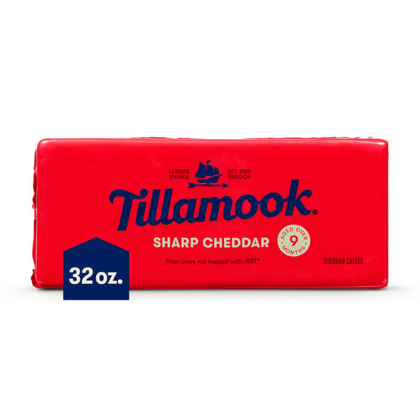 Packaged Cheese Tillamook Sharp Cheddar Cheese Block hero