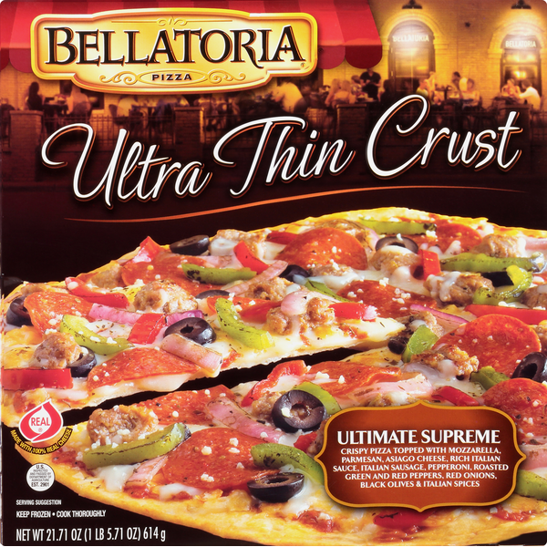 Frozen Pizza Bellatoria Pizza, Ultra Thin Crust, Ultimate Supreme hero