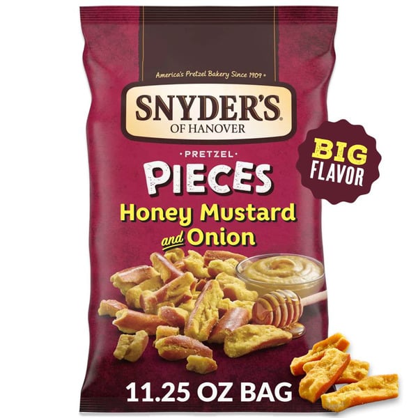 Chips & Pretzels Snyder's of Hanover Honey Mustard and Onion Pretzel Pieces hero