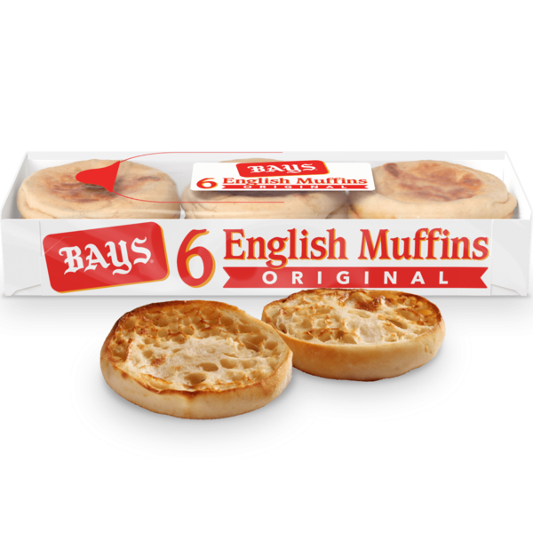 Breakfast Bakery Bays 6 count, Original Pre-sliced English Muffins hero