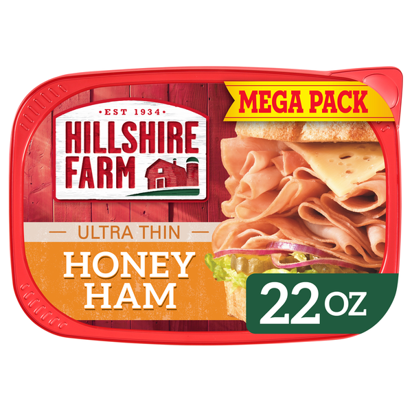 Packaged Lunch Meat Hillshire Farm Ultra Thin Sliced Honey Ham Sandwich Meat, 22 ounces hero