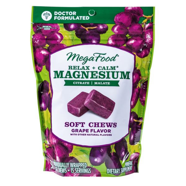 Vitamins & Supplements MegaFood Relax + Calm* Magnesium Soft Chews - Grape Flavor hero