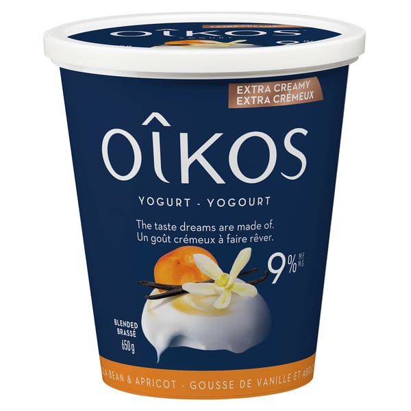 Yogurt Oikos Extra Creamy Greek Yogurt, Vanilla Bean & Apricot, 9% M.F., Value Tub hero