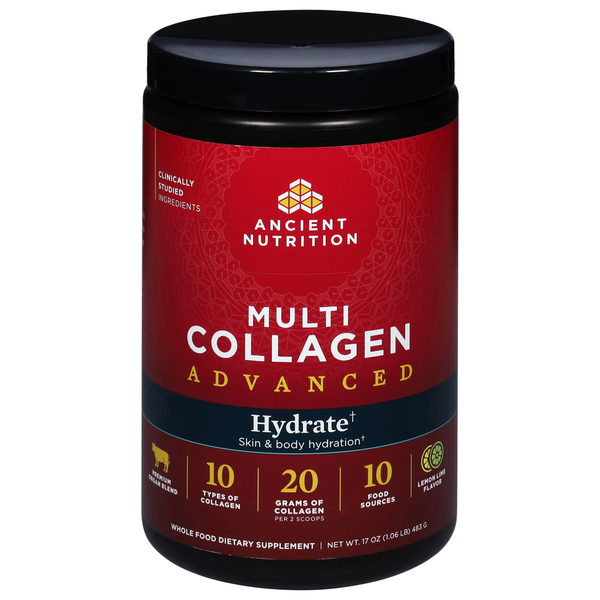 Vitamins & Supplements Ancient Nutrition Multi Collagen, Hydrate, Advanced, Lemon Lime Flavor hero