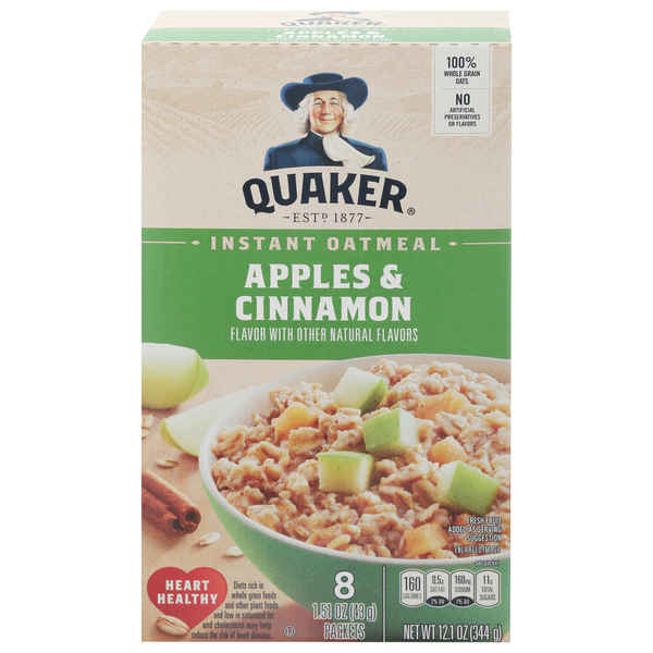 Cereal & Granola Quaker Instant Oatmeal, Apples & Cinnamon - Pack hero