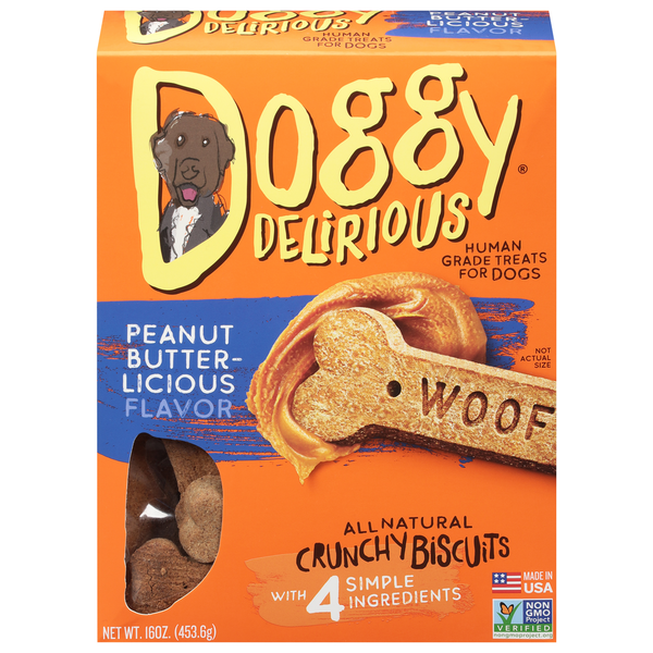 Dog Food & Care Doggy Delirious Treats for Dogs, Human Grade, Peanut Butterlicious hero