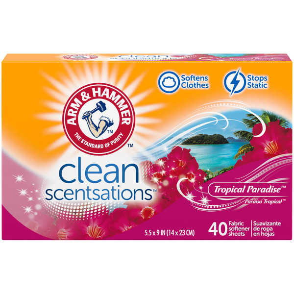 Laundry Arm & Hammer Clean Scentsations Tropical Paradise Fabric Softener Sheets hero