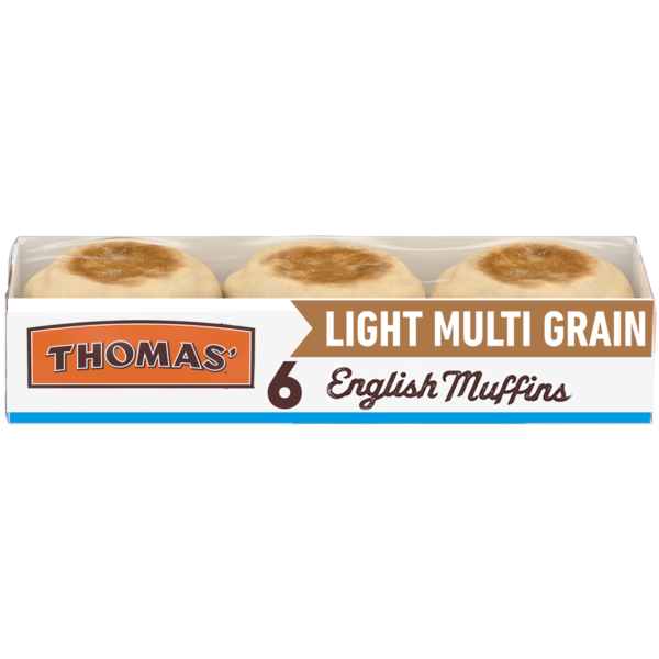 Breakfast Bakery Thomas’ 6 count, Light Multi Grain English Muffins hero