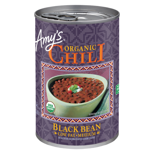 Canned Meals & Beans Amy's Kitchen Organic Low-Fat Medium Black Bean Chili hero