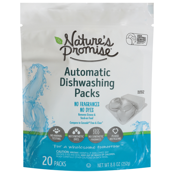 Dish Detergents Nature's Promise Dishwashing Packs, Automatic hero