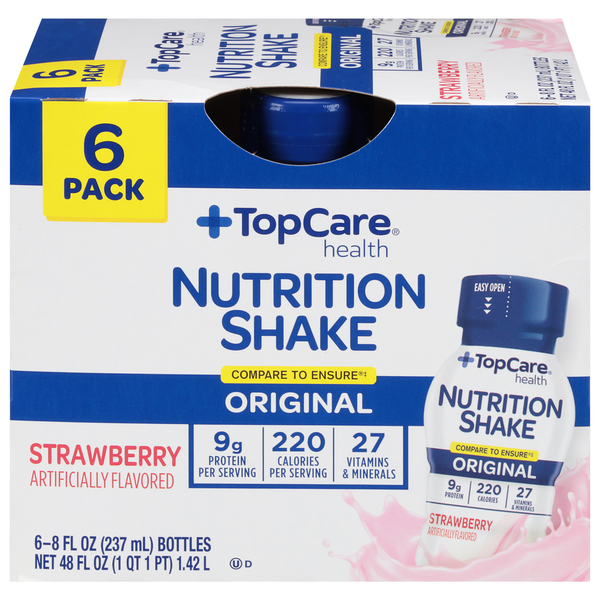 Protein & Meal Replacements TopCare Nutrition Shake, Strawberry, Original, 6 Pack hero