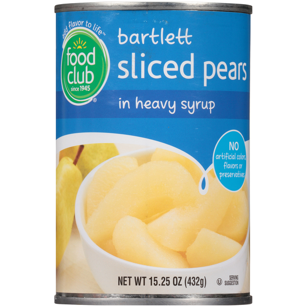 Canned Fruit & Applesauce Food Club Bartlett Sliced Pears In Heavy Syrup hero