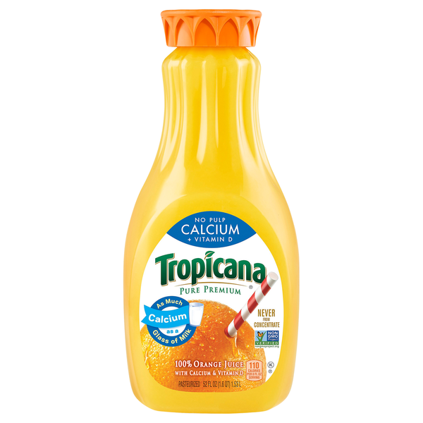 Juice & Nectars Tropicana 100% Juice, Orange, No Pulp hero