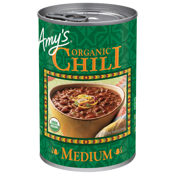 Canned Meals & Beans Amy's Kitchen Organic Medium Chili Soup hero