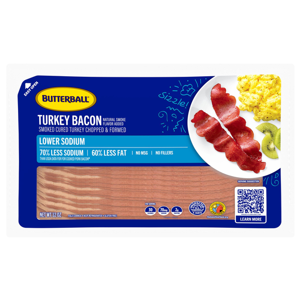 Bacon & Breakfast Meat Butterball Lower Sodium Turkey Bacon hero