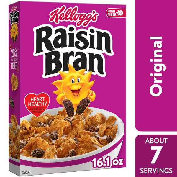 Cereal Raisin Bran Breakfast Cereal, Fiber Cereal, Family Breakfast, Original hero