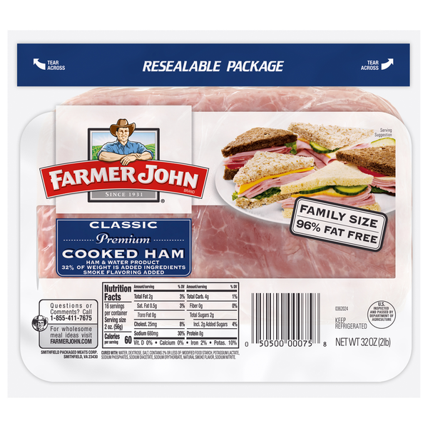 Lunch Meat Farmer John Classic Cooked Ham hero