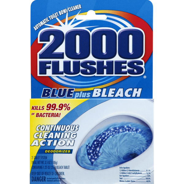 Cleaning Products and Supplies 2000 Flushes Toilet Bowl Cleaner, Automatic, Blue Plus Bleach hero