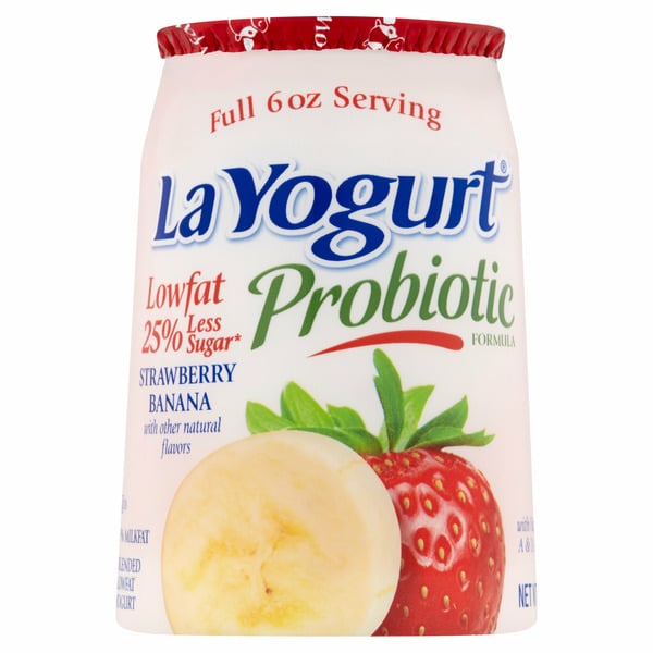 Yogurt/Kefir La Yogurt Probiotic Strawberry Banana Blended Lowfat Yogurt hero