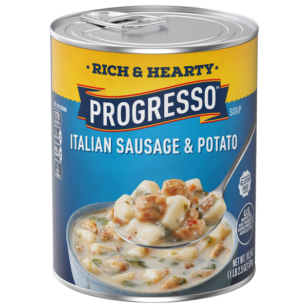 Soup, Broth & Bouillon Progresso Soup, Italian Sausage & Potato, Rich & Hearty hero