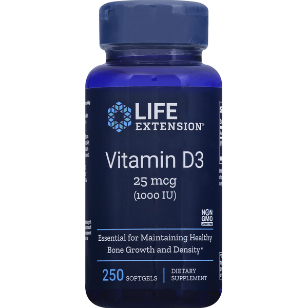 Vitamins & Supplements Life Extension Vitamin D3, 25 mcg, Softgels hero