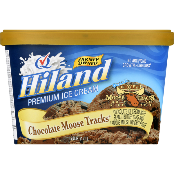 Ice Cream & Ice Hiland Dairy Ice Cream, Premium, Chocolate Moose Tracks hero