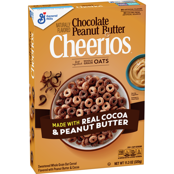 Cereal Cheerios Chocolate Peanut Butter Breakfast Cereal, Large Size Box hero