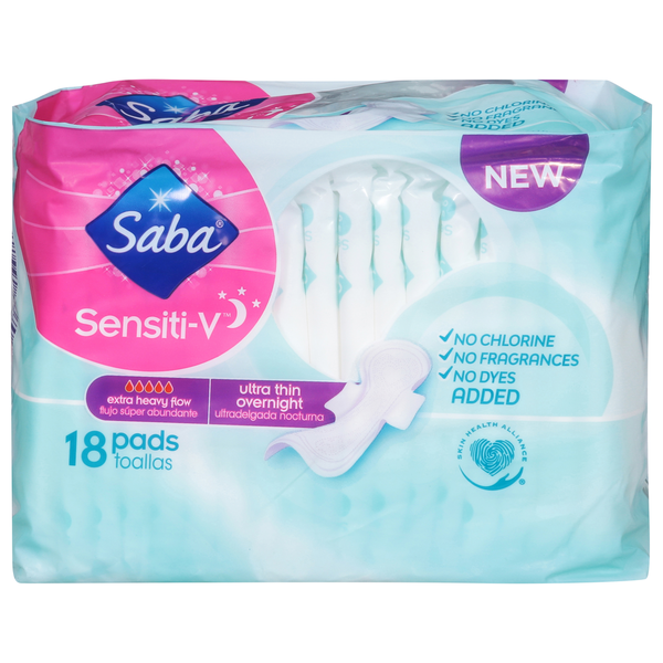 Saba Pads, Ultra Thin, Overnight, Extra Heavy Flow hero