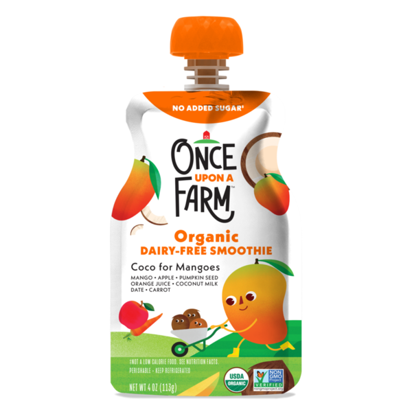 Juice & Nectars Once Upon a Farm Coco for Mangoes Organic Mango, Coconut Dairy-Free Kids Smoothie Pouch hero