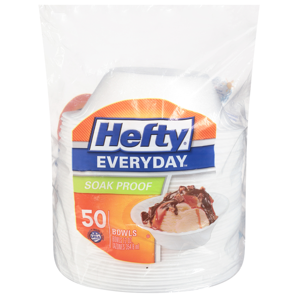 Plates, Bowls, Cups & Flatware Hefty Bowls, Soak Proof, 12 Ounce hero