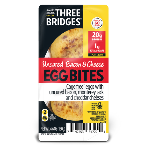 Eggs Three Bridges Uncured Bacon & Cheese Egg Bites hero