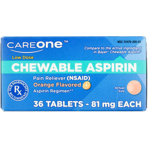 Muscles, Joints & Pain Relief CareOne Adult Low Strength Orange Chewable Aspirin 81mg hero