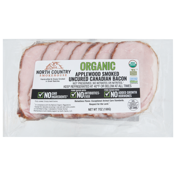 North Country Smokehouse Bacon, Organic, Canadian, Uncured, Applewood Smoked hero