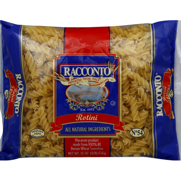 Dry Pasta Racconto Italian Foods Rotini, No. 54 hero